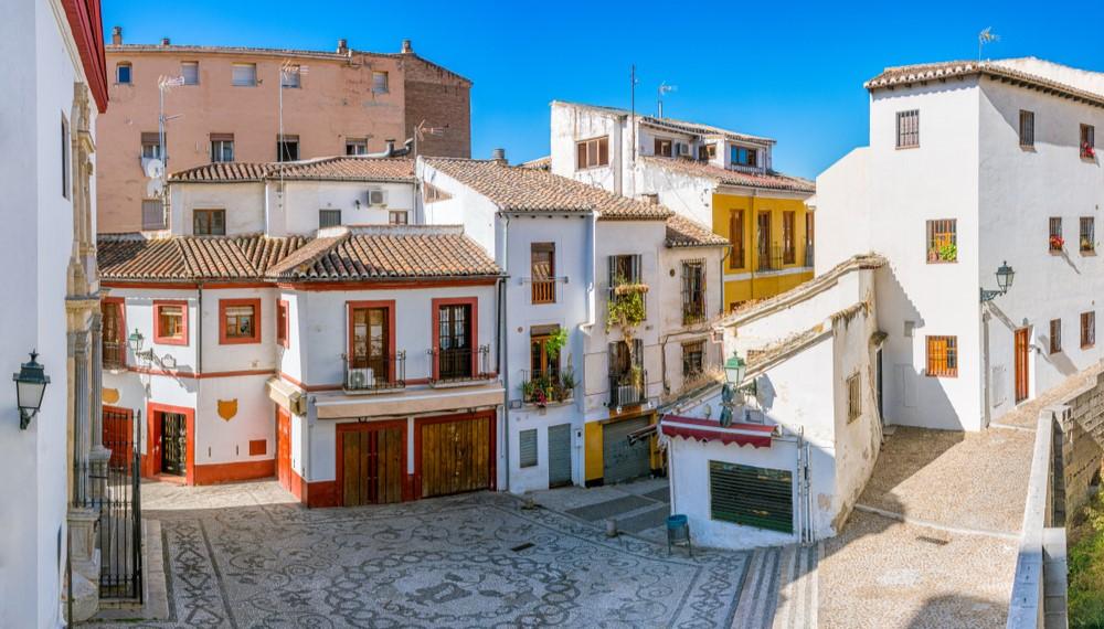 The picturesque Albaicin neighborhood in Granada on a sunny summer afternoon. Andalusia, Spain.