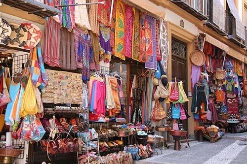 Store fronts of the Alcaicería market in Granada